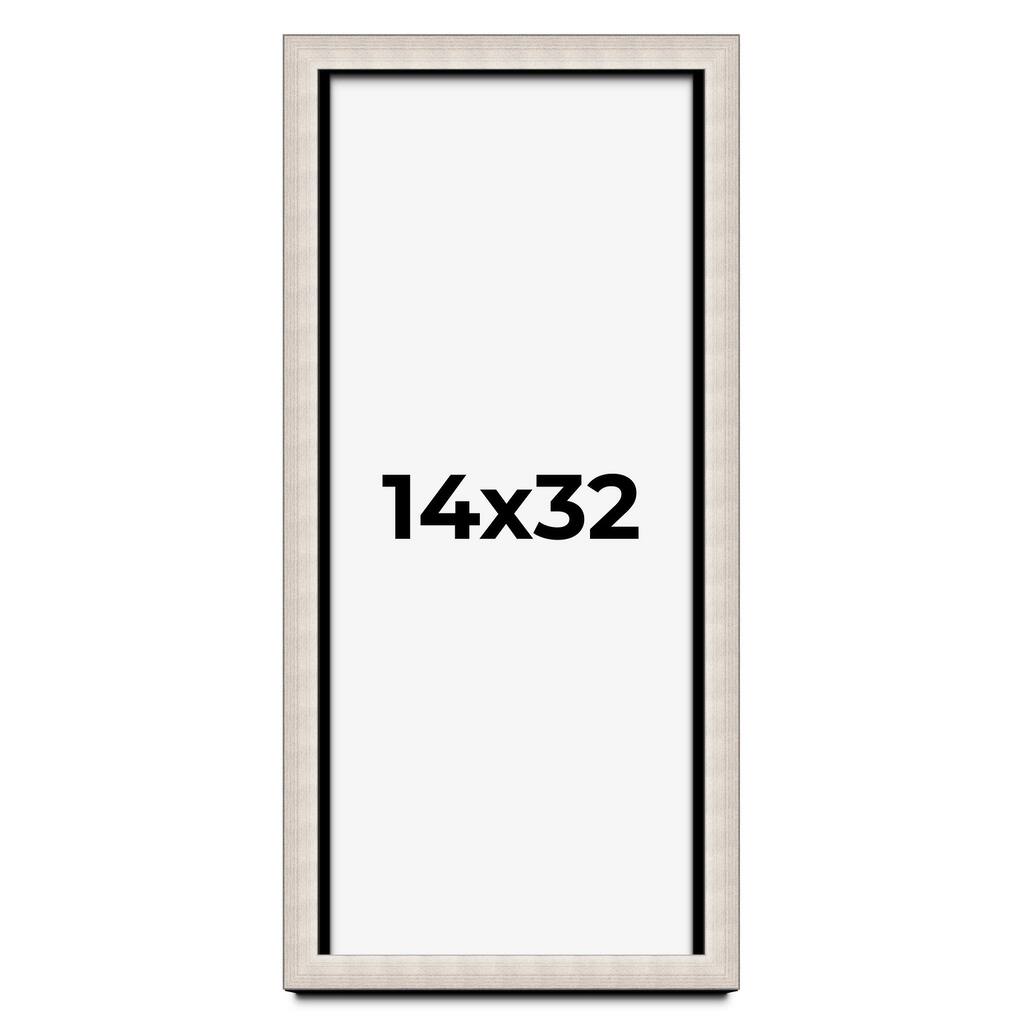 14x32 Shadow Box Frame Silver Real Wood Contemporary Shadowbox Display Frame UV Acrylic Front Acid Free Backing and Hardware