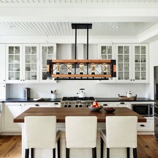 5 Light Wood Kitchen Island Light Cage Linear Kitchen Island Pendant Chandelier Overstock 28132571