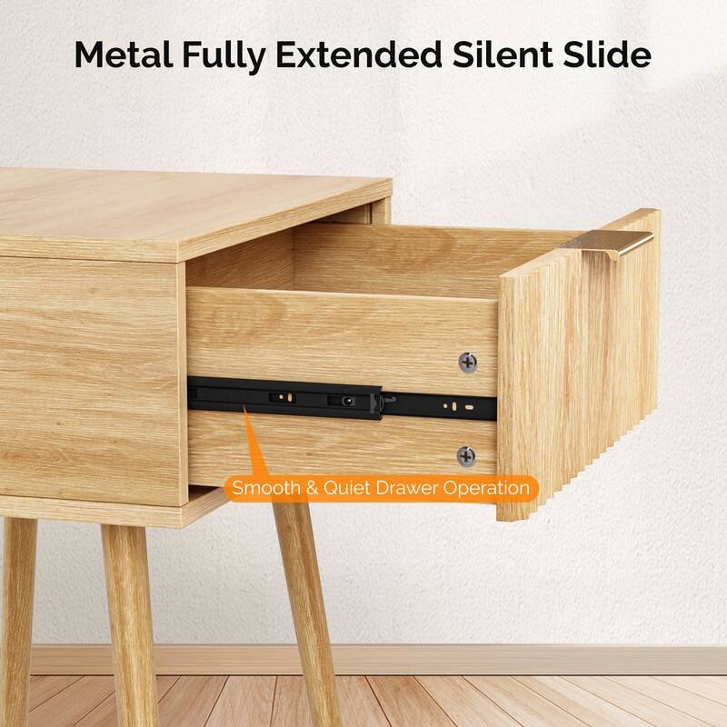 18.9"W Nightstand, Particleboard & MDF, Melamine & Vacuum Forming, 1 Drawer, High Leg