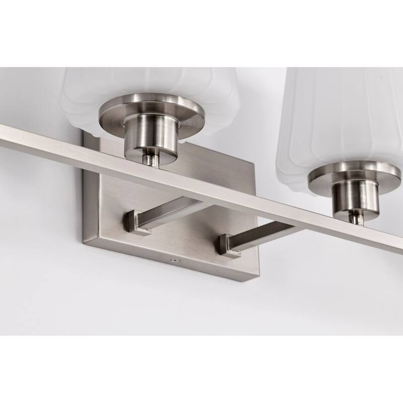 Lune 4 Light Vanity Brushed Nickel Finish Etched White Glass - Brushed Nickel