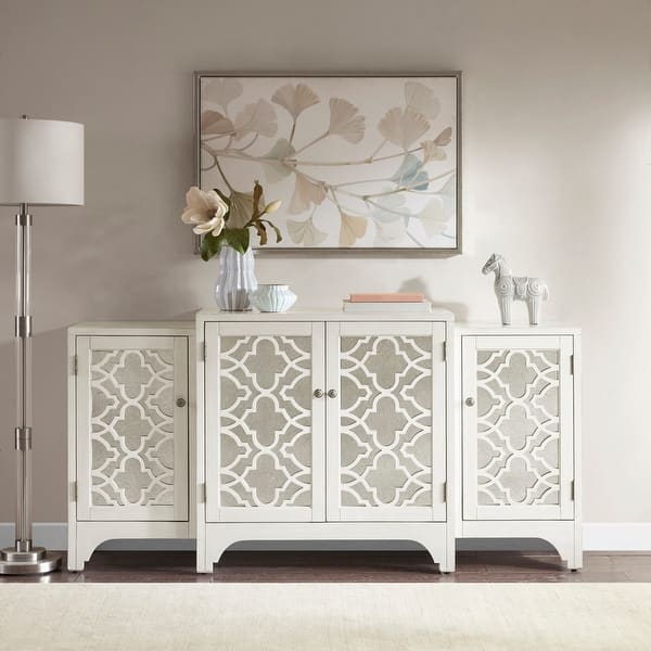 slide 2 of 10, Madison Park Verona Cream Quatrefoil Dining Buffet Server Cream