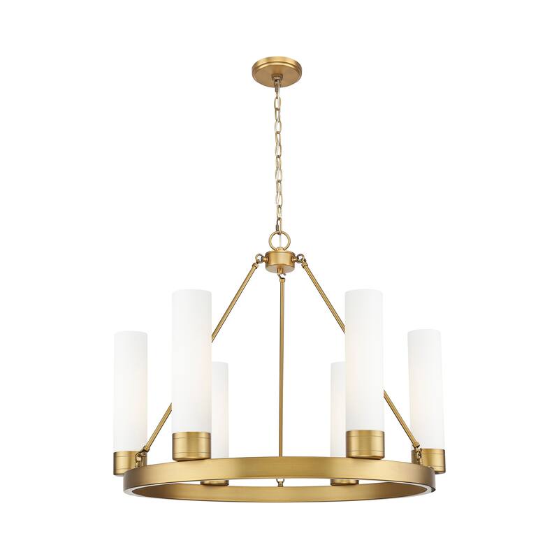 Innovations Lighting Downtown Urban - Boreas - 6 Light 29" Chandelier with 11" Shades - Brushed Brass/White