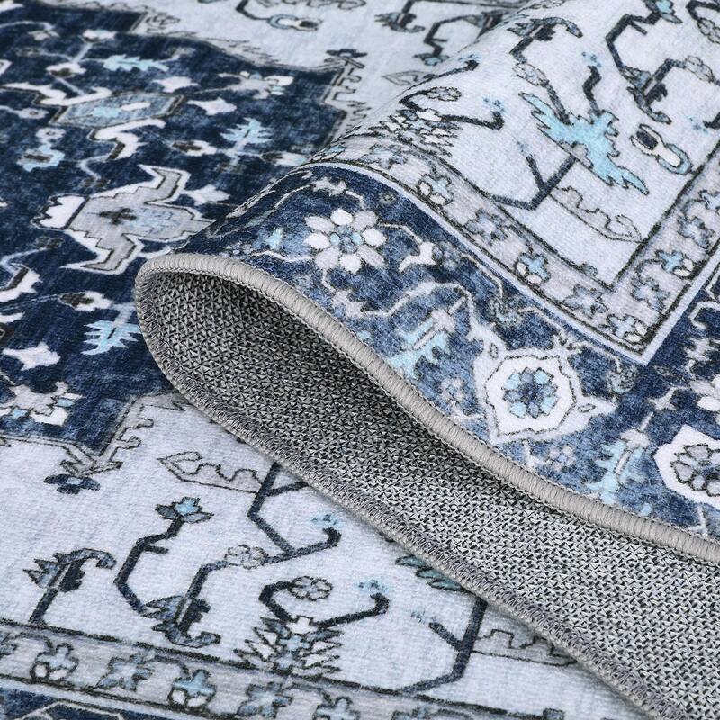 Runner Rug 2x6 Traditional Washable Vintage Medallion Floral Design Area Rug - 2' x 6' Oval