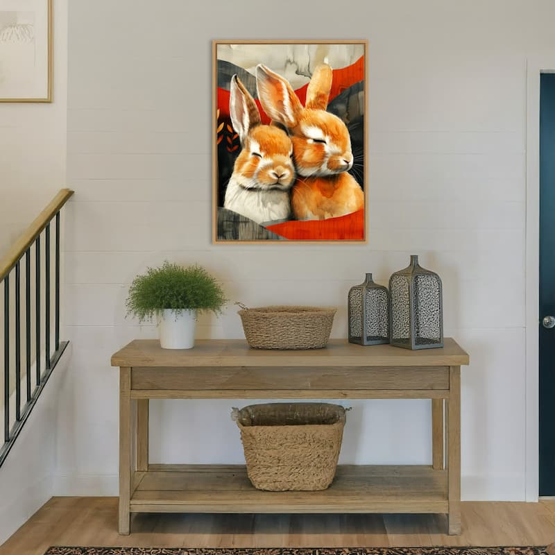 Sleepy Bunny Abstract by Justyna Jaszke Framed Canvas Wall Art