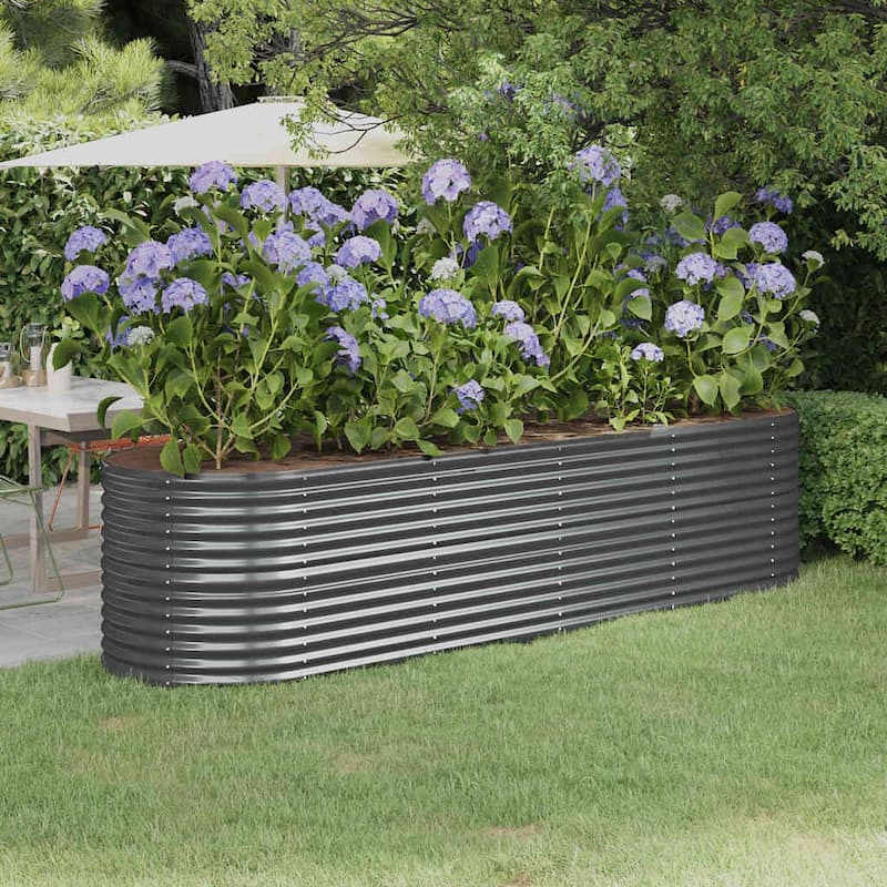 vidaXL Raised Garden Bed Raised Flower Bed Galvanized Steel Outdoor Planter - 116.5"x31.5"x26.8" - Anthracite