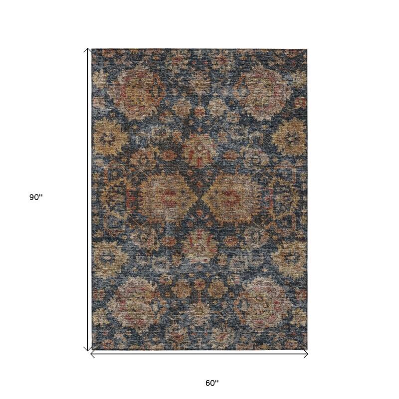 HomeRoots Damask Traditional Rectangle Outdoor Rug