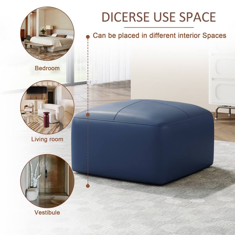 Elliot 22"/ 35"/ 43" W Modern Rectangular Genuine Leather Ottoman