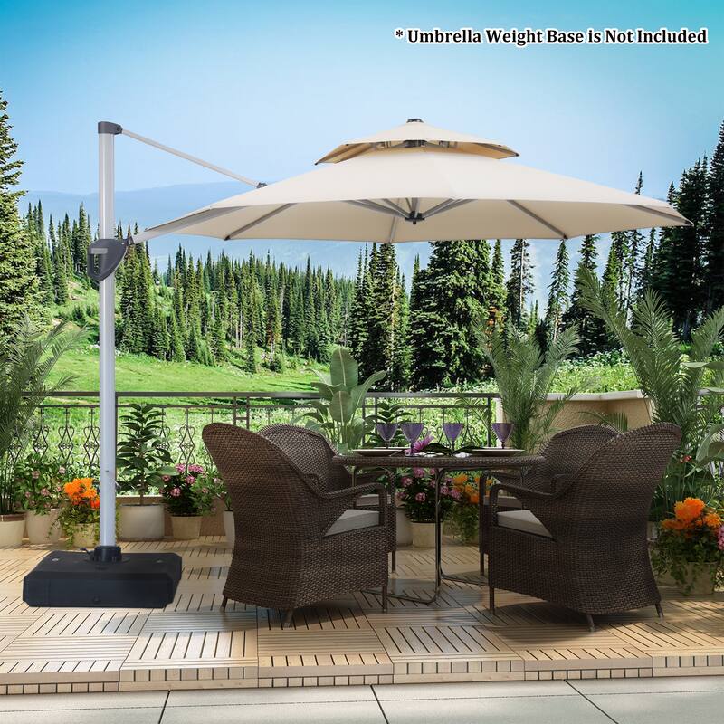 Clihome 11ft Patio Cantilever Octagonal Outdoor Umbrella With Umbrella Cover