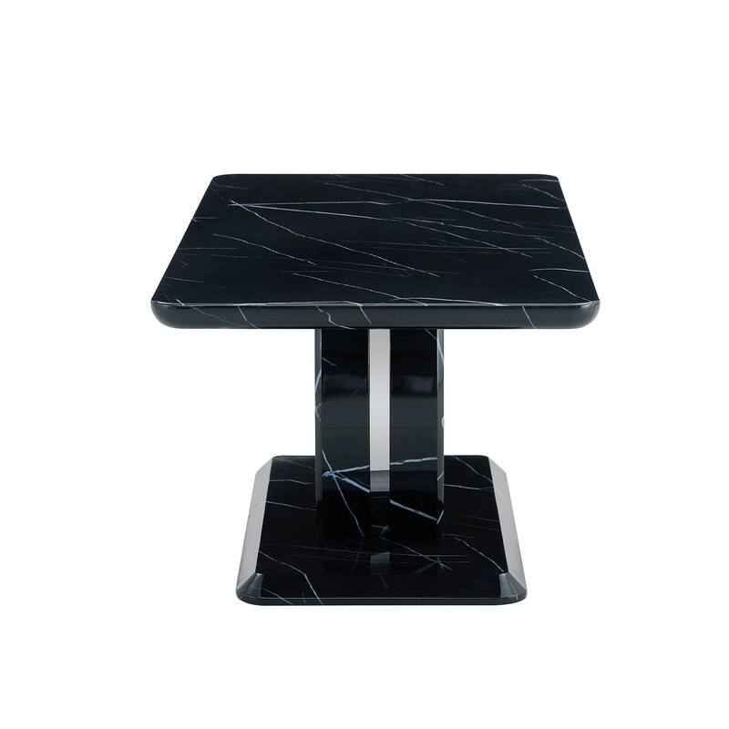 Modern minimalist black MDF pattern sticker pattern MDF rectangular coffee table. Add a peaceful and comfortable atmosph