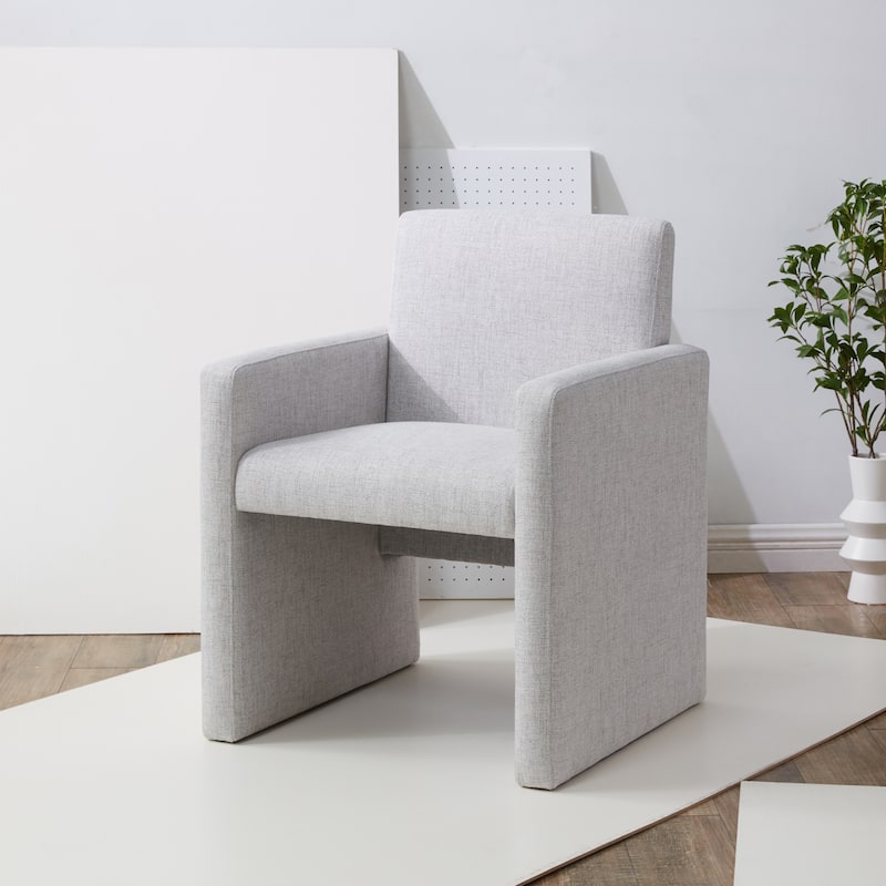 SAFAVIEH Couture Gunna Linen Arm Chair - 26" W x 25" D x 33" H - 26Wx25Dx33H - Light Grey