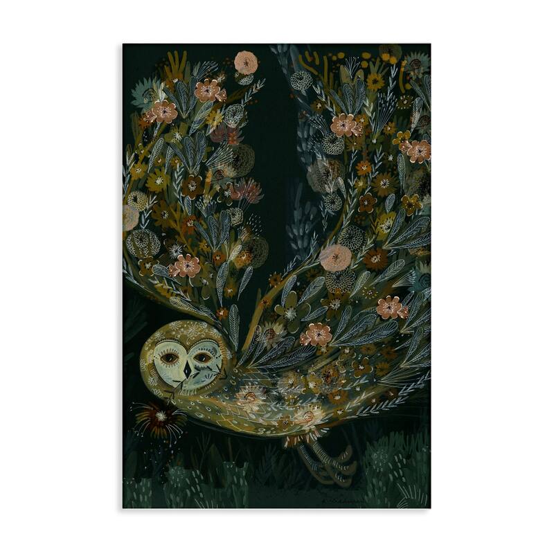 Stupell Floral Folk Barn Owl Canvas Wall Art Design By Kay Widdowson - 24 x 36
