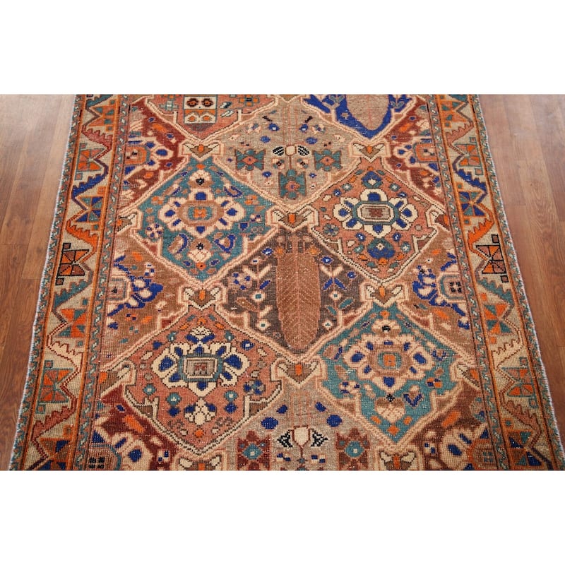 Garden Design Bakhtiari Persian Vintage Area Rug Handmade Wool Carpet - 4'2" x 6'5"