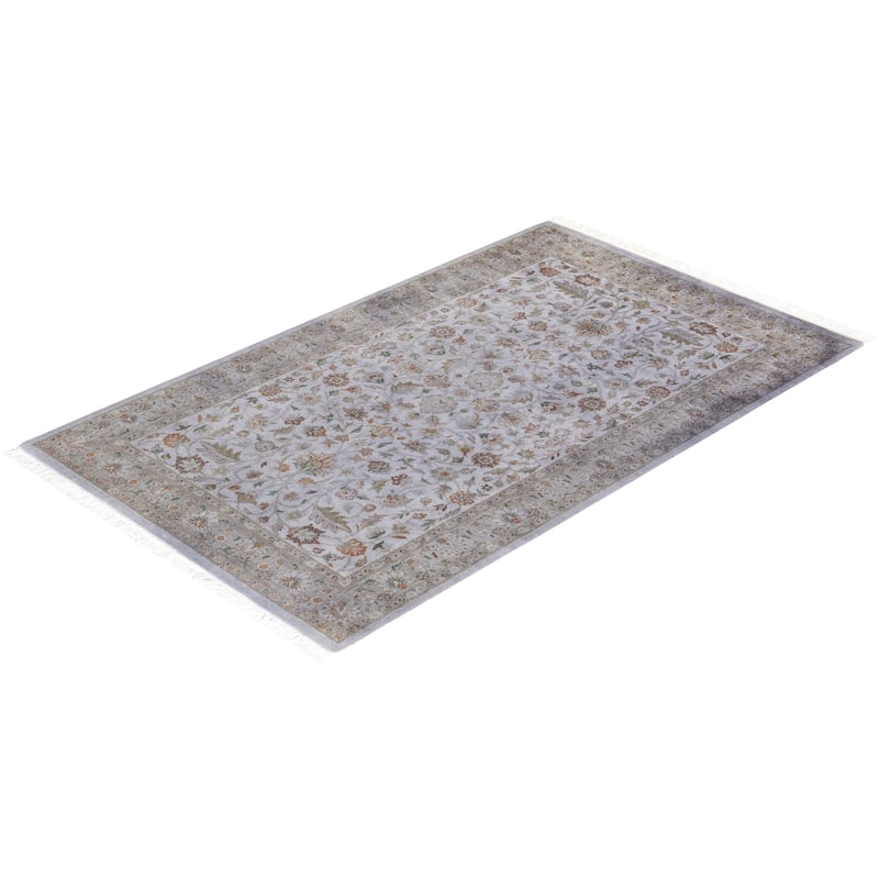 Overton Hand Knotted Wool Vintage Inspired Modern Contemporary Overdyed Gray Area Rug - 3' 2" x 5' 2"