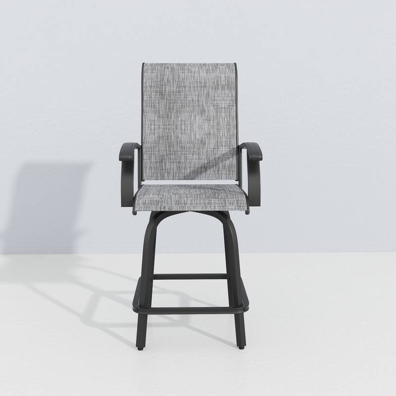 Outdoor Metal Swivel Counter-height Bar Stool Dining Chair Set of 2/4 - Gray Set of 2