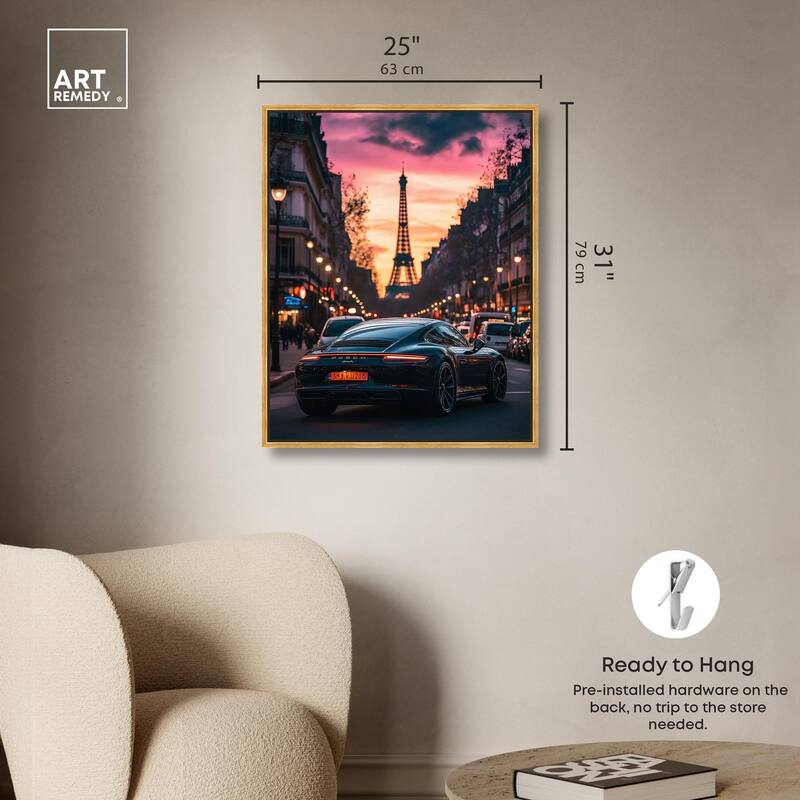 Parisian Porsche Twilight I Canvas by Art Remedy