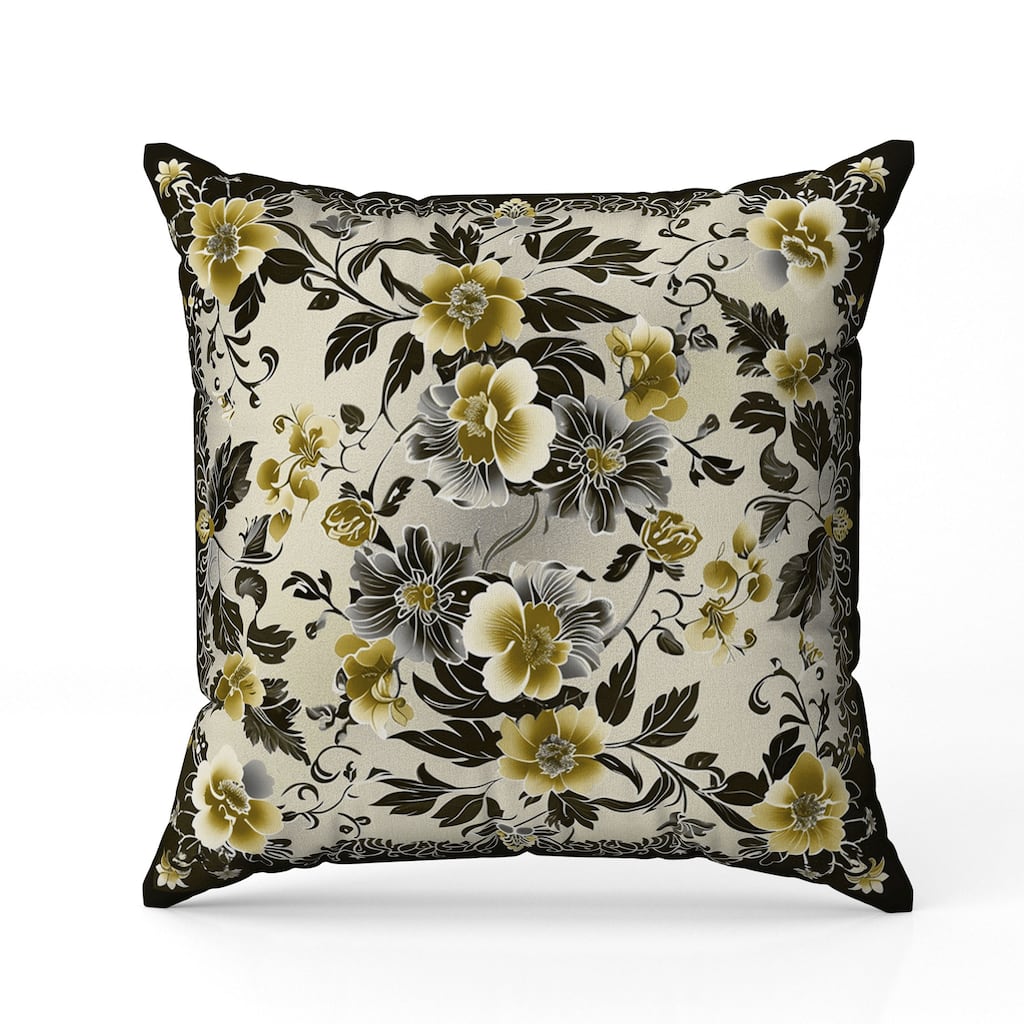 Flower Hub Indoor/Outdoor Reversible Throw Pillow Black and Green