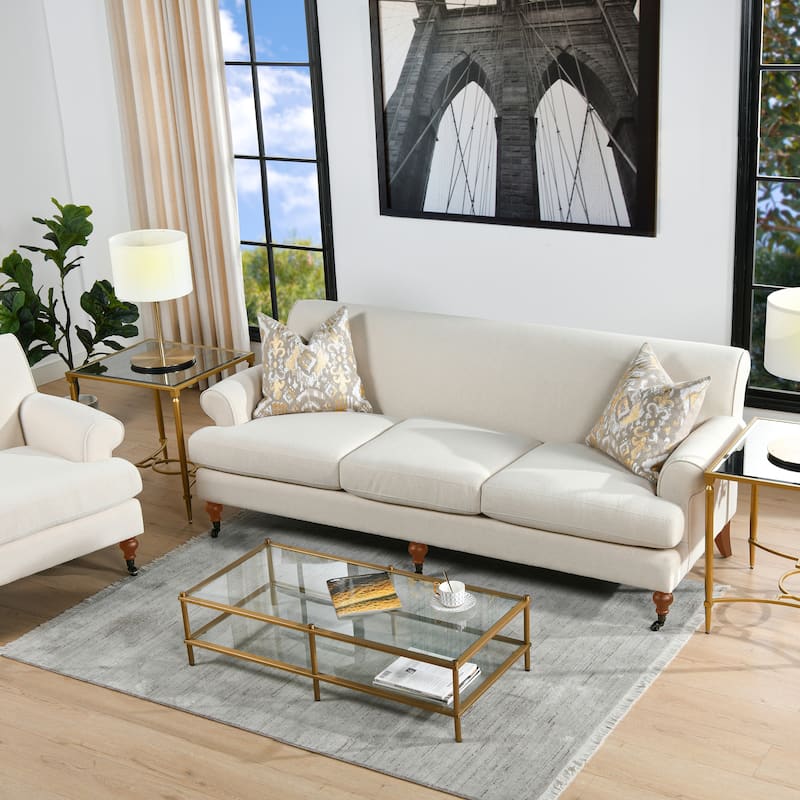 Alana Lawson 88 Inch Living Room Sofa – Three Cushion Couch with Rolled Arms and Tight Back – Minimal Assembly Required