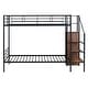 preview thumbnail 3 of 9, Modern Twin Over Twin Metal Bunk Bed With Lateral Storage Ladder and Wardrobe for Bedroom