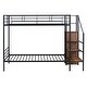preview thumbnail 9 of 11, Twin Over Twin Metal Bunk Bed with Lateral Storage Ladder & Wardrobe,Simple Yet Contemporary Bunk Bed,Black