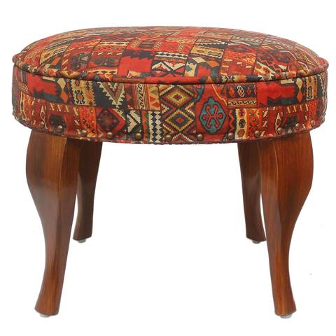 Rustic Moriah Handmade French Jaquard Upholstered Ottoman
