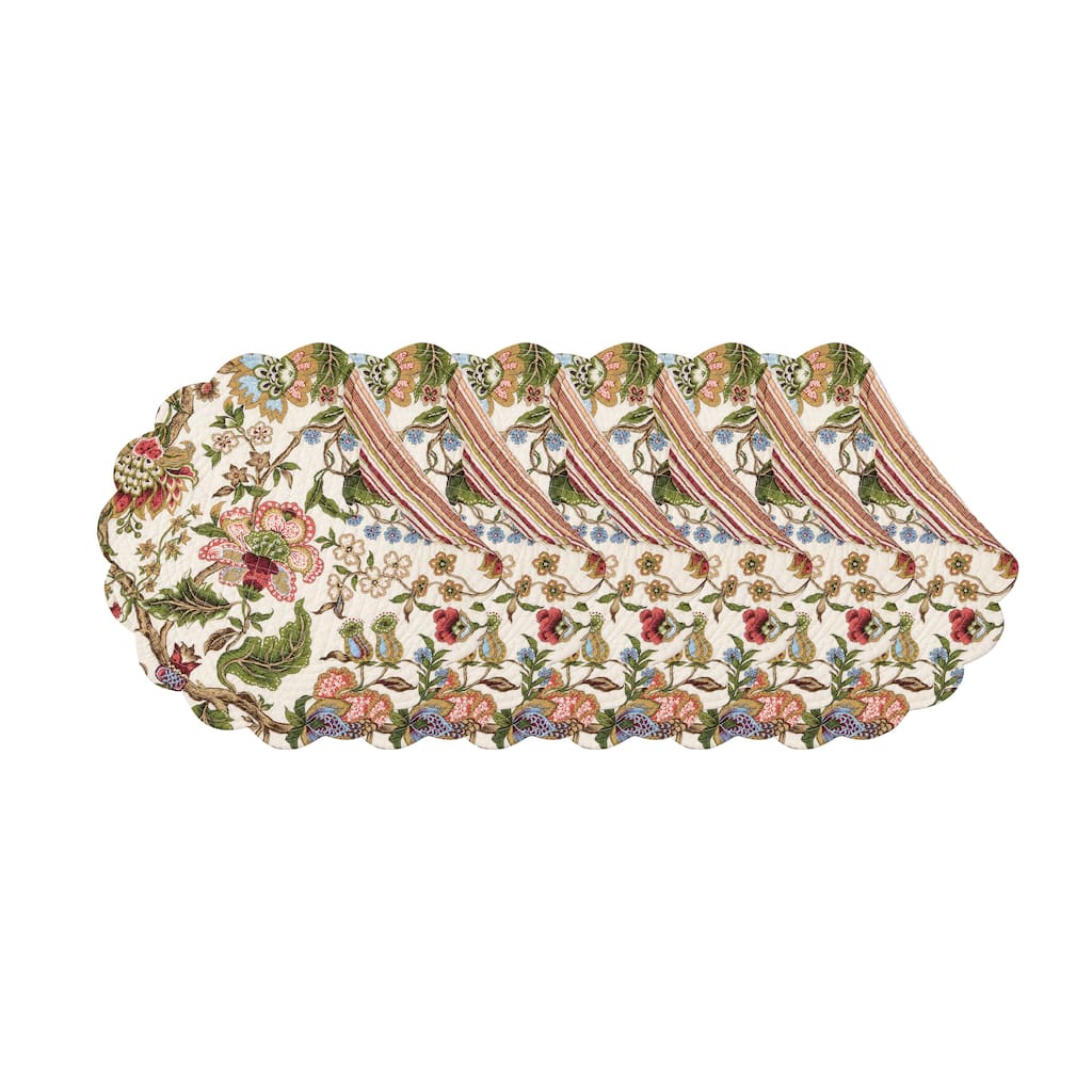 Amara Round Quilted Placemats Set of 6, 17"
