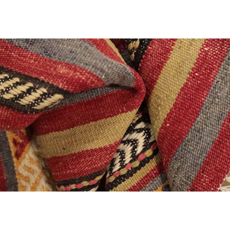 Hand Woven Oriental 100% Wool Carpet Southwestern Tribal Oranges & Rust Kilim Area Rug - 8' 9'' X 5' 3''