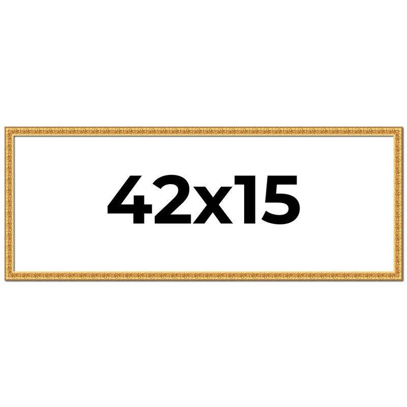 42x15 Frame Gold Real Wood Picture Frame Width 1 inches | Interior