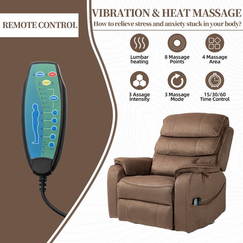 Deluxe Version Dual Motors Power Lift Recliner,Lay Flat 74.8 " Length,100% Polyester,Message/Heat,Eazy Assemble