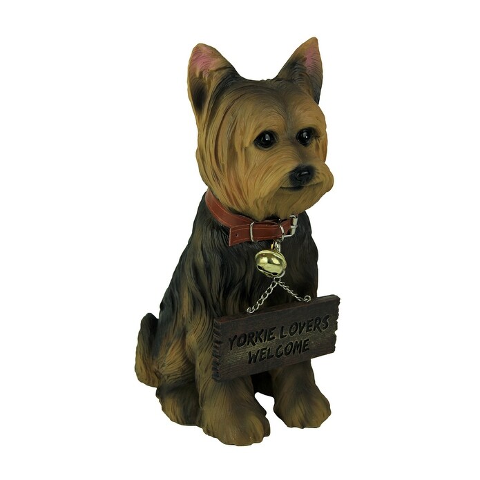 Shop Yorkie Dog With Double Sided Sign Indoor Outdoor Statue