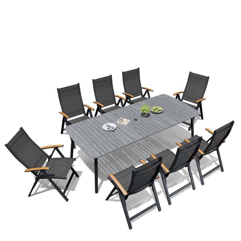 Outdoor 7/9-Piece Patio Dining Set Aluminum Dining Table and Folding Chairs