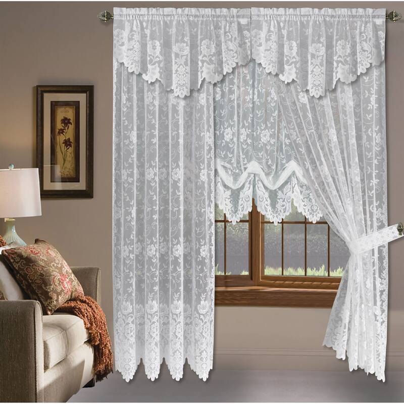 Grace Floral Lace Window Curtain Panels Or Valance