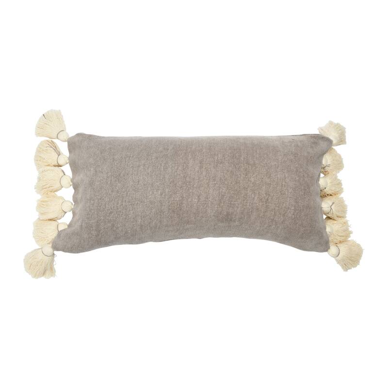 Cotton Chenille Lumbar Pillow with Tassels