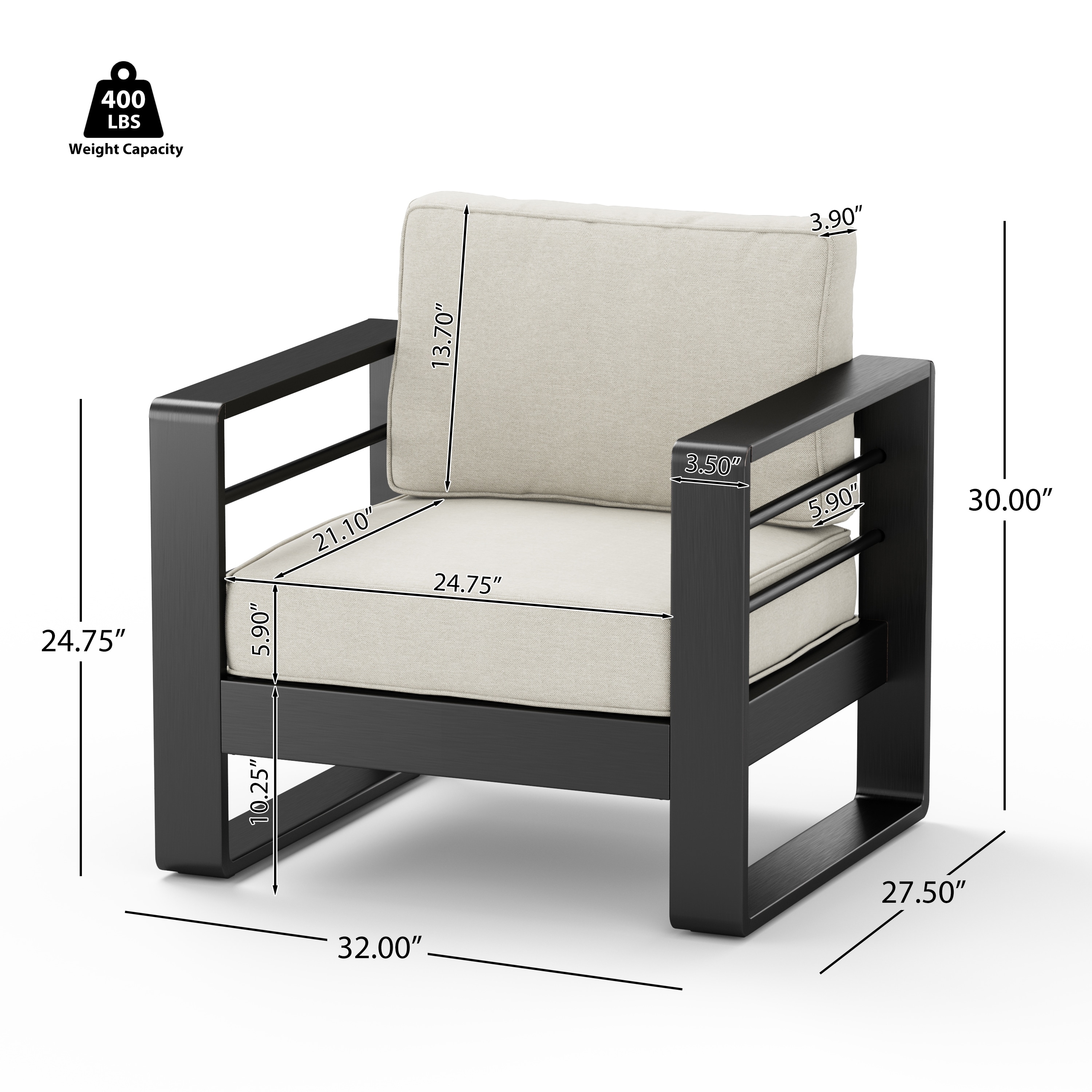 Maya Bay Aluminum Club Chair Set of 2 by Christopher - Modern Outdoor Seating-image