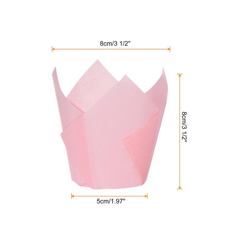 150Pcs Tulip Cupcake Liners Standard Paper Baking Cups Disposable - Pink