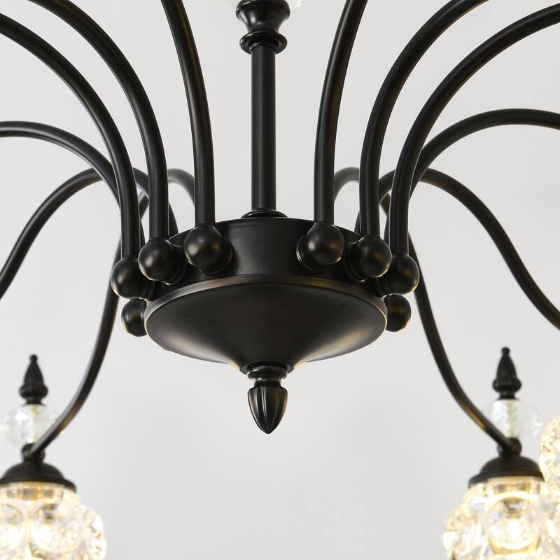 Farmhouse Antique Chandeliers with Glass Shade, Vintage Black Crystal Chandelier