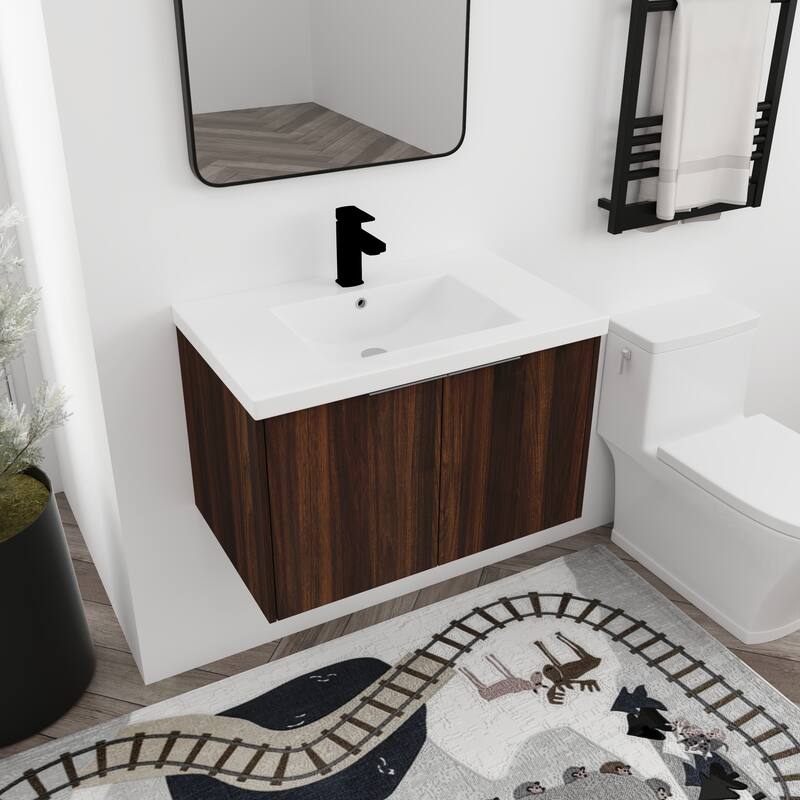 BNK 24"/30"/36" Single Sink Bathroom Vanity with Soft Close Door, Modern Floating Vanity