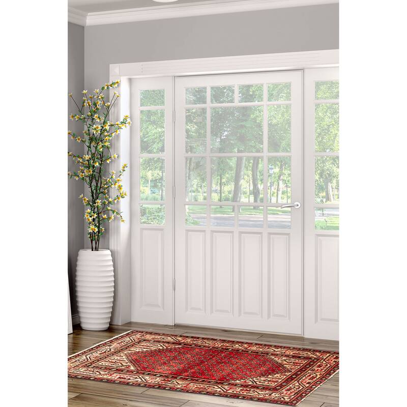 ECARPETGALLERY Hand-knotted Andelz Red Wool Rug - 3'5 x 4'9