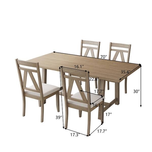 Retro 5-Piece Large Wood Dining Table Set - Bed Bath & Beyond - 36416015