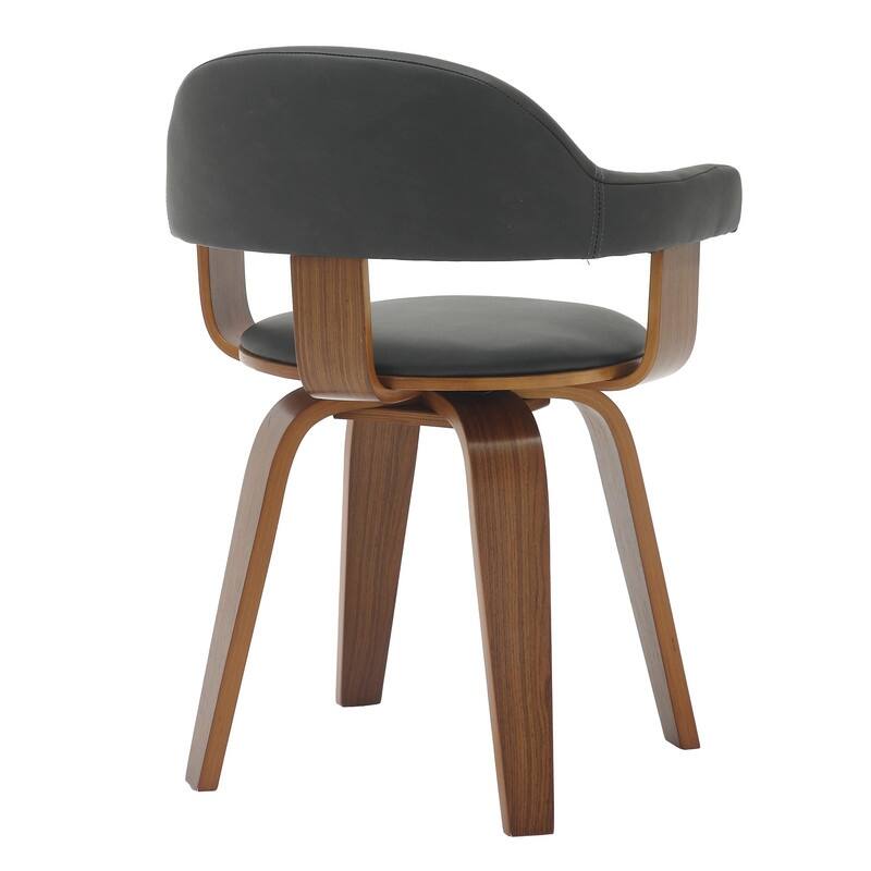 Brivo Modern Leather Swivel Accent Dining Chair in Solid Wood Frame with Open Curved Back Design for Home Living or Dining Room