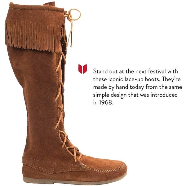 minnetonka front lace knee high boot