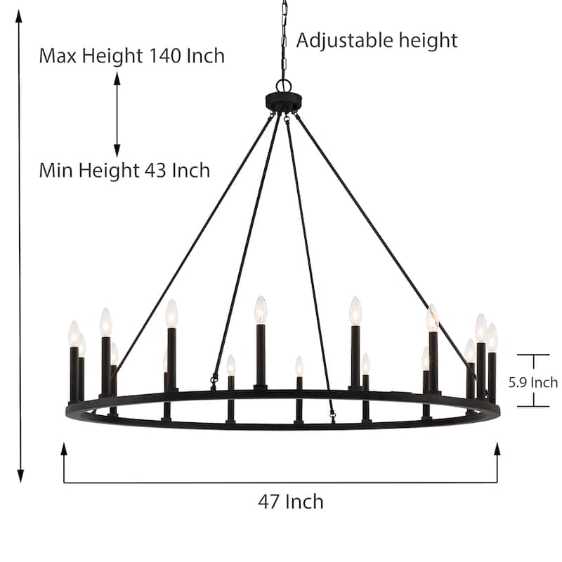 Farmhouse 16-light Wagon Wheel Chandelier - 47 inches