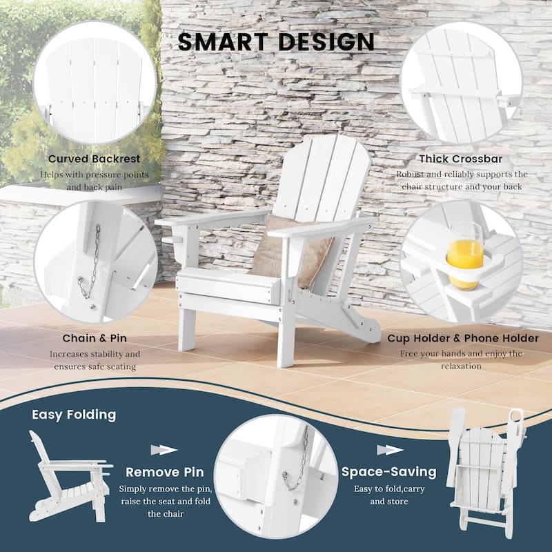 Polytrends Alvaro Outdoor Adirondack Chair with Cup Holder (Set of 4)