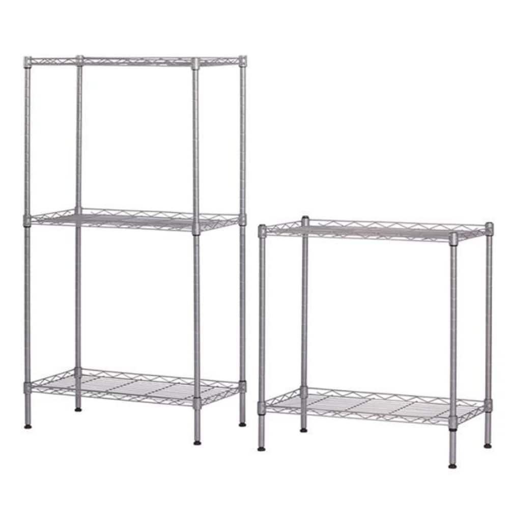Changeable Assembly Floor Standing Carbon Steel Storage Rack - Silver - (21.25 x 11.42 x 59.06)"
