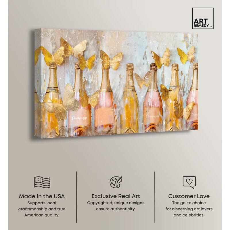 Golden Bright Campagne Line Canvas by Art Remedy, Gallery Wrapped