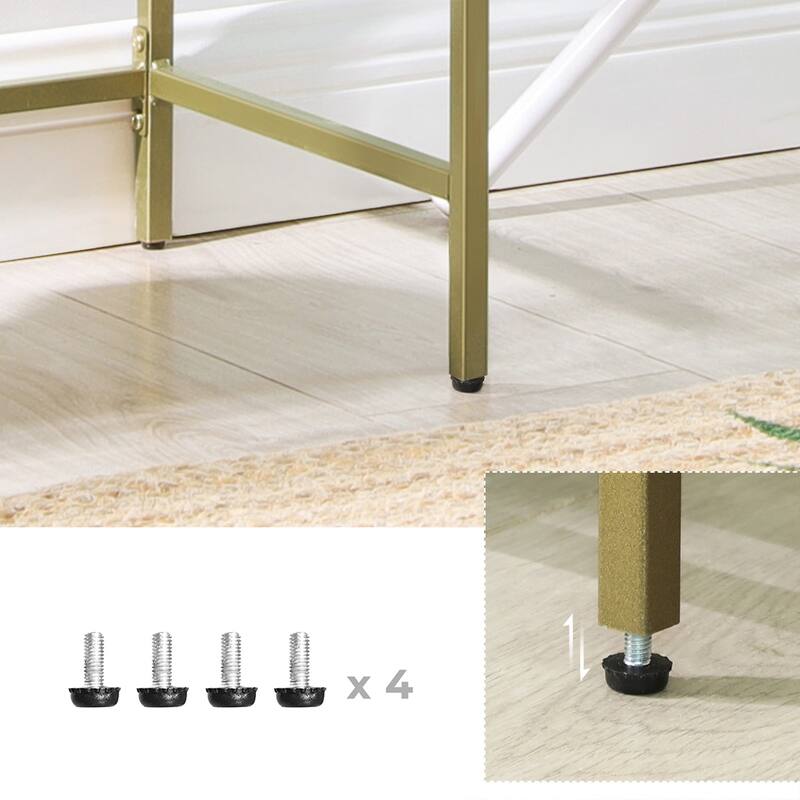 Metallic Gold 3-Tier Storage Console Table with Tempered Glass Shelves and Steel Frame - 39.4"L x 11.8"W x 28.7"H
