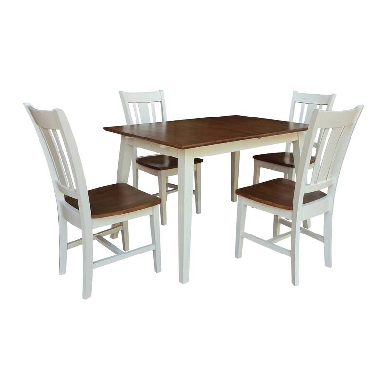 International Concepts Solid Wood Extension Dining Set - 5 Piece - Hickory/Shell