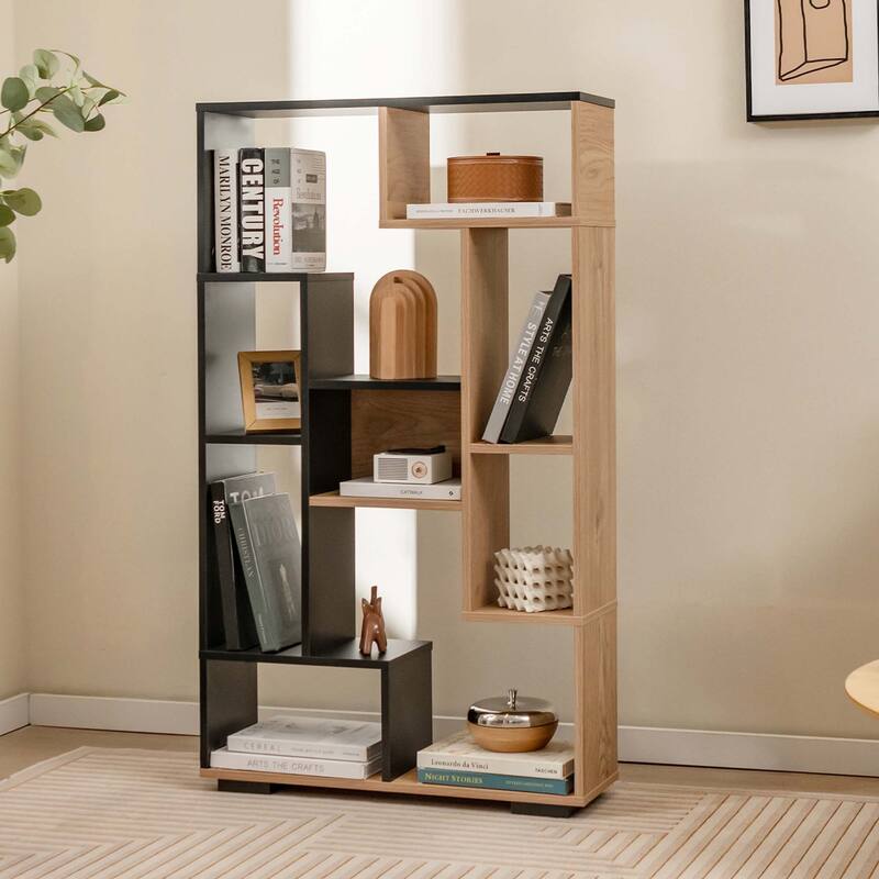 Costway 47" Tall Bookshelf Modern Geometric Bookcase with Open Shelves - See Details