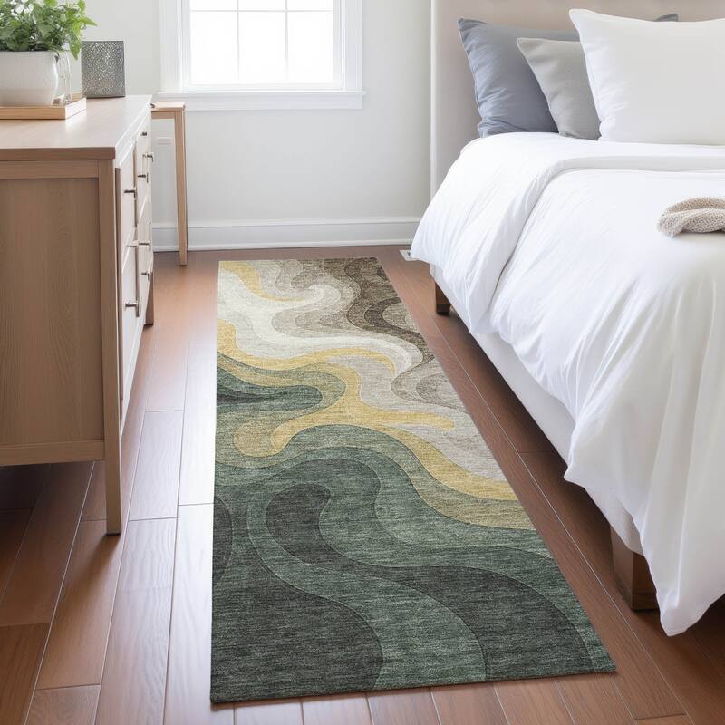 Machine Washable Indoor/ Outdoor Modern Dejuan Chantille Rug