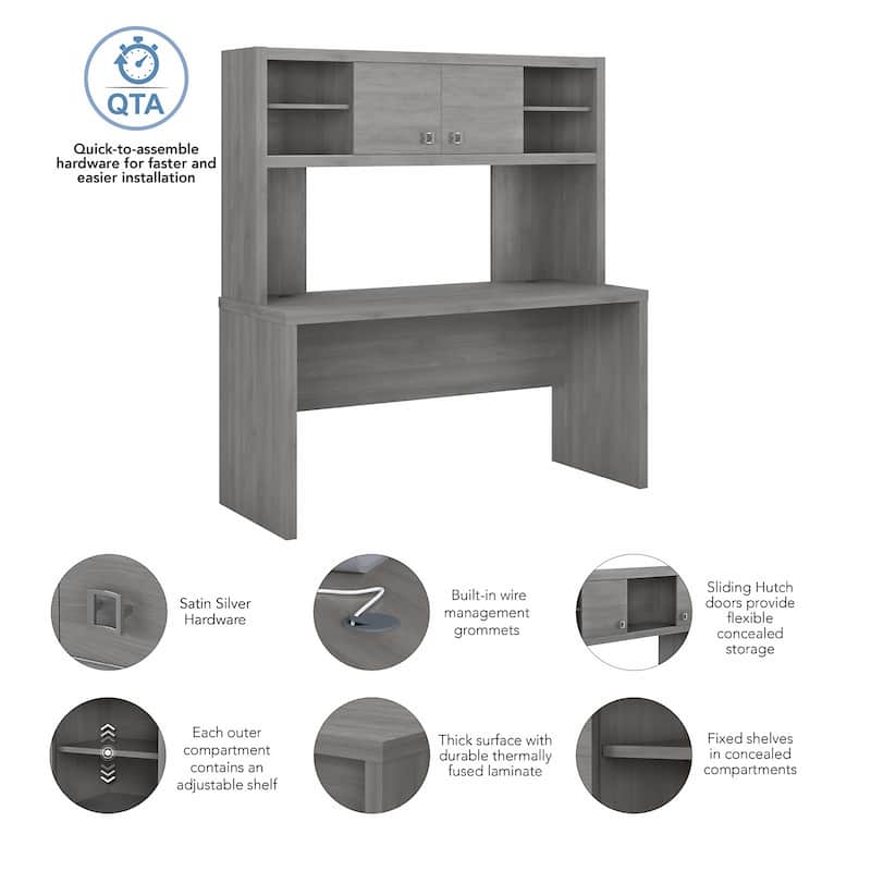 Echo 60W Credenza Desk with Hutch by Bush Business Furniture