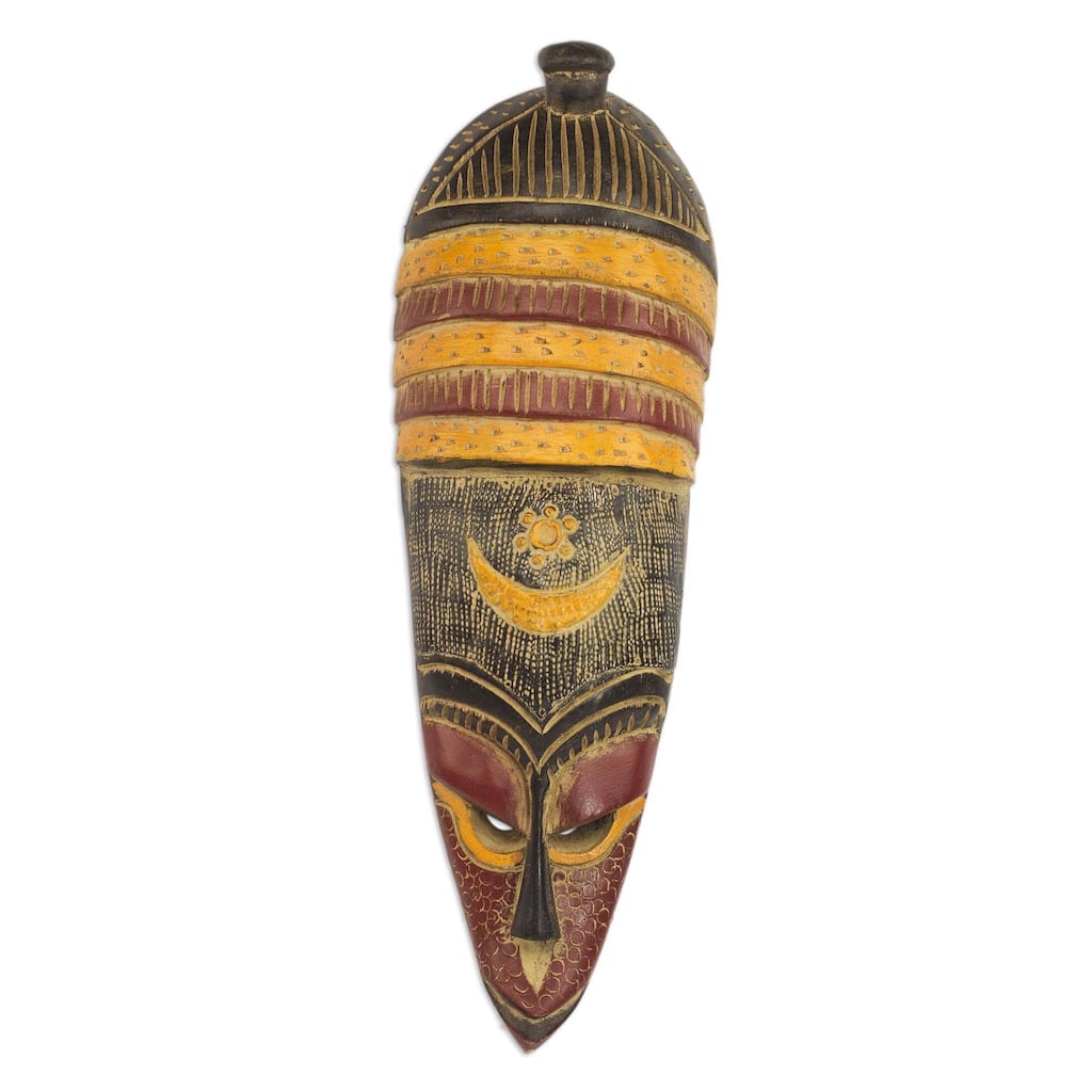 Handmade Colorful Villager African wood mask (Ghana)